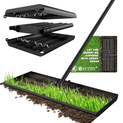 Lawn Leveling Rake, 32"x12" Levelawn Tool with 86.4” Long Handle, Heavy Duty Lawn Leveller Soil Rake for Garden, Golf Course, Grass, Farm, Backyard and Ground
