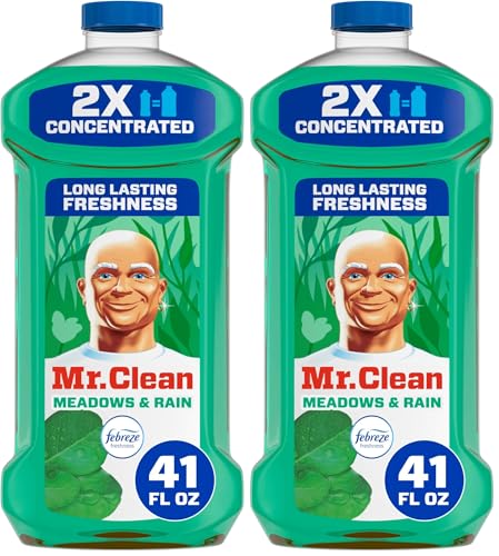 Mr. Clean 2X Concentrated Multi Surface Cleaner with Febreze Meadows & Rain Scent, All Purpose Cleaner, 41 fl oz (Pack of 2)