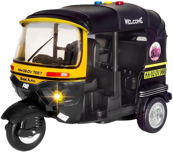 Die-Cast Metal Auto Rickshaw Big Toy Model with Movable Handle and Pull ...