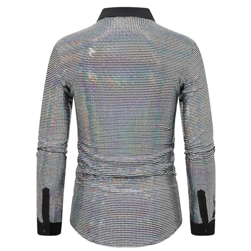 Top de lentejuelas hombre manga larga para vestir comodo en fiestas 4