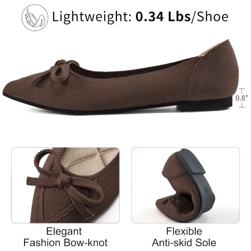 Image of Ablanczoom Ballet Flats Shoes for Women: Dressy Pointed Toe Bow Knit Flats Comfortable Slip On Work Business Casual Shoes