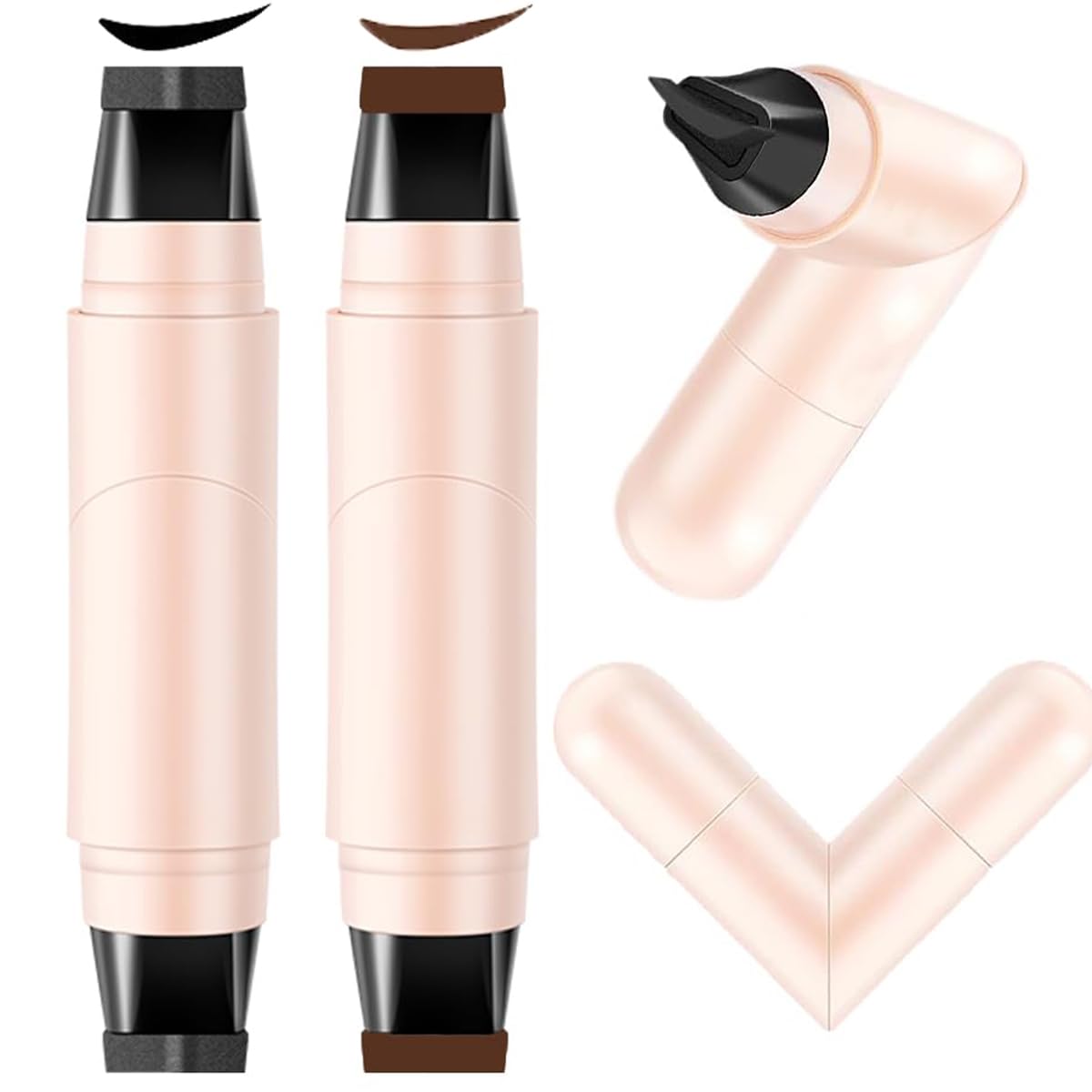 2 pcs eyeliner stamp nero e marrone, eyeliner stamp con doppio pennarello, a lunga tenuta, waterproof, asciugatura rapida, resistente alle sbavature, per principianti