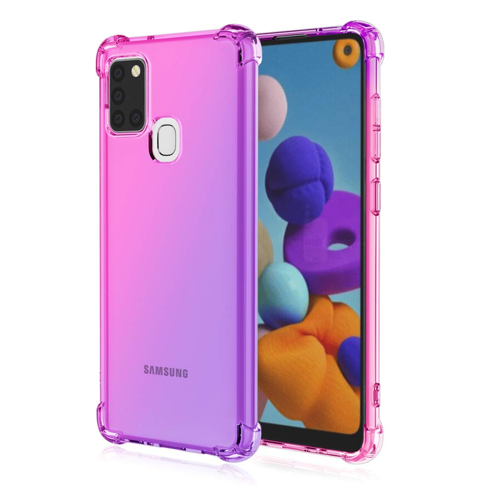 HAOYE Case for Samsung Galaxy A21S Case, Gradient Color Ultra-Slim Crystal  Clear Anti Smudge Silicone Soft Shockproof TPU Reinforced Corners