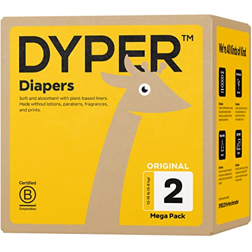 Image of DYPER Viscose from Bamboo Baby Diapers Size 2 | Hypoallergenic, Unscented, Plant-Based Disposable Diapers | 120 Count