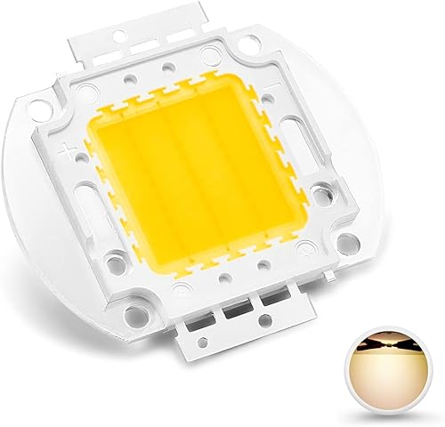 CHANZON Chip LED de alta potencia de 30 W blanco cálido (3000 K - 3500 K  entrada 900 mA  CC 30-34 V  30 vatios) de intensidad súper brillante SMD