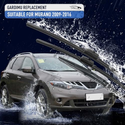 Image of Front and Rear Windshield Wipers for Nissan Murano 2009-2016 | 26 inch 16 inch 12 inch Streak-Free Front and Back Wiper Blades Assembly All-Season OEM Automotive Replacement Accessories