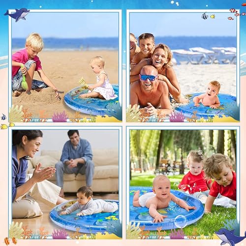 Image of Mashes inch Baby Kids Water Play Mat Toys Inflatable Tummy Time Leak Proof Water Play Mat, Fun Activity Play Centre Indoor and Outdoor Water Play Mat for Baby (Blue) (Round)