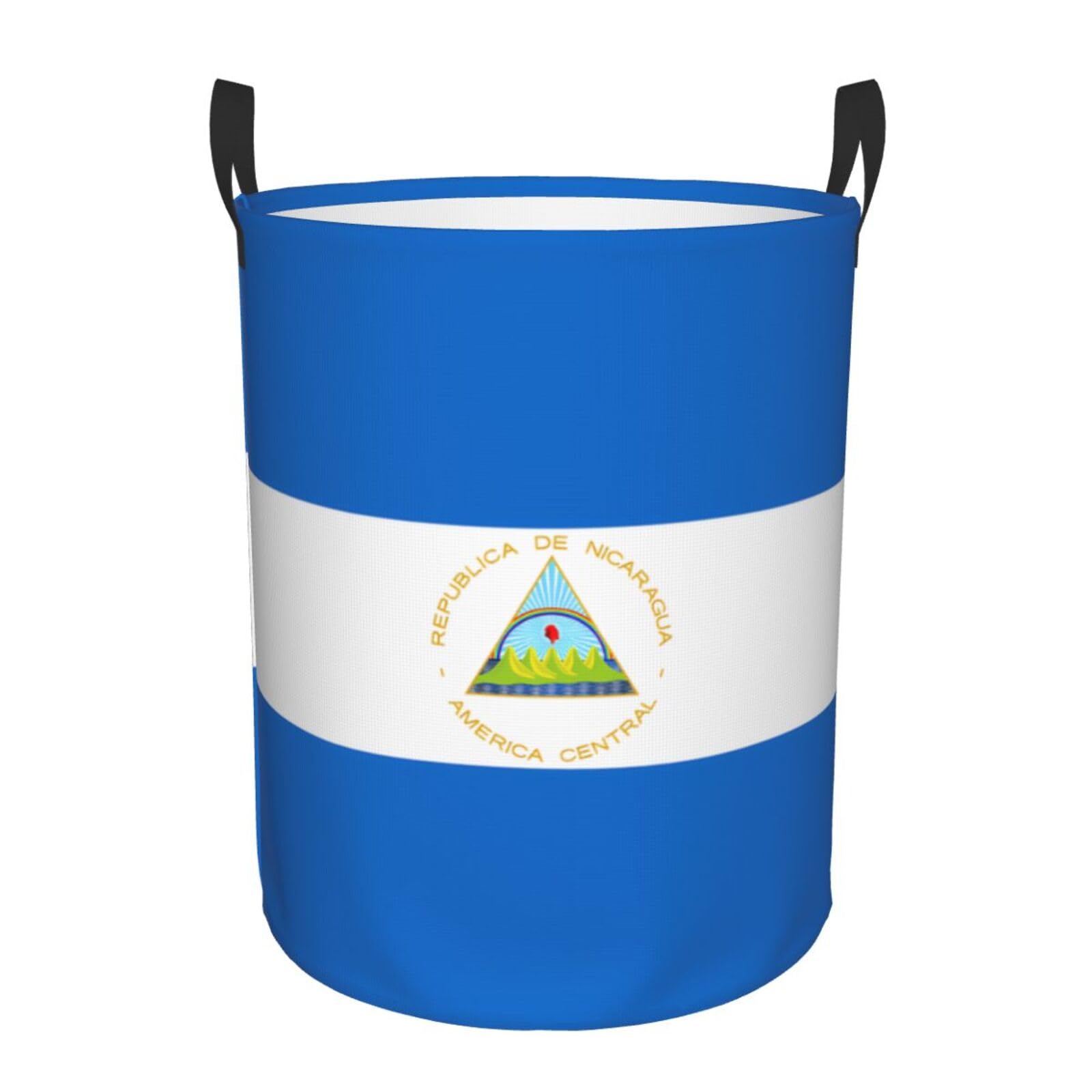 M Circular Hamper – Collapsible Flag of Nicaragua Print Laundry Basket