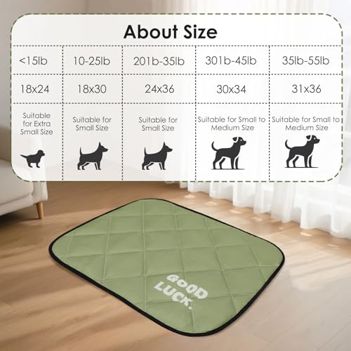 Image of Washable Dog Training Pads - Reusable Puppy Pads 60x45 cm, Moisture & Waterproof Pet Mat, Fast Drying, Scratch Resistant for Dogs & Cats (Army Green, 1 Pack)