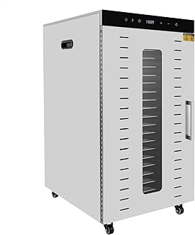 Large Food Dehydrator Machine with 20 Trays for Jerky, Fruits, Vegetables Dehydrating, Make Dog Treats - Commercial Grade Electric Dehydrator - Stainless Steel Tray, Smart Touch Panel (1700W)