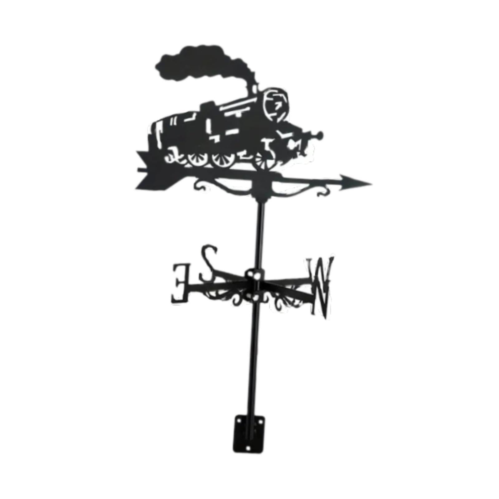 Fonowx Metal Train Weather Vane,Vintage Black Wind Direction Indicator, Iron Art Ornament for Farm Garden Lawn Yard Outdoor Roof Paddock Decoration Weather Vane