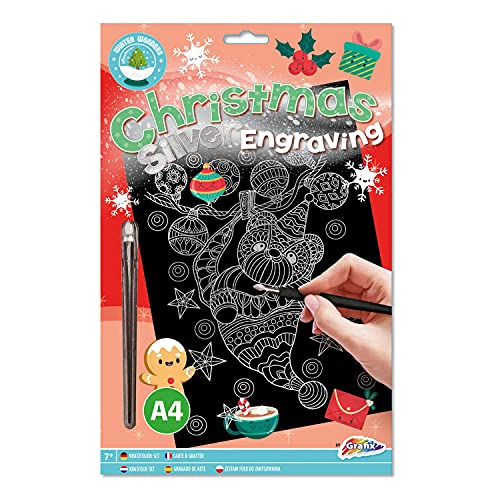 Jouetprive-Xmas Scratch Art A4, Silver 800003-Silver