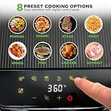 Nutrichef 5.8 Quart Air Fryer | 8-1 Preset Cook Modes | Transparent Fry Bowl for Best Cooking Results | Cook Shrimp, Steak, Fries, Wings, Chicken & More | Precise Temperature Control & Time | White