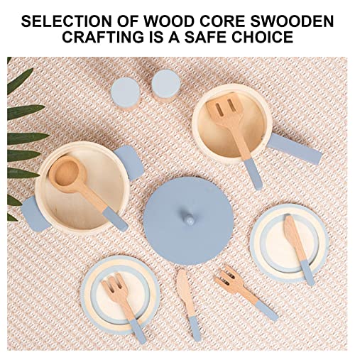 Küchenset aus Holz für Spielküche, 10-teilig Küchen Spielzeugsets aus Holz, Koch-Set für Kinder mit Töpfen und Pfannen… – Bild 6