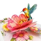 Carte Anniversaire Femme, 3D Colibris et Fleurs Carte Pop Up avec Enveloppe, Cadeau Anniversaire Femme, pour femme/épouse/grand mère