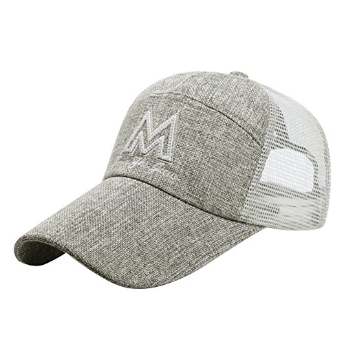 Gorros de deporte para hombre de moda LonTG, sombrero de malla casual de béisbol, golf, gorro, snapback, gorro, escalada, senderismo, pesca, viaje, bordado, ajustable, hebilla extensible curvada, gris