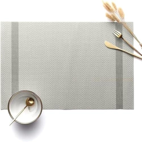 Image of Potency Table Mats Set of 4, Woven Placemate for Dining Table, Heat-Resistant Placemats Stain Resistant Anti-Skid Washable PVC Table Mats, Vinyl Placemats for Dining Kitchen Restaurant Table (31Cream)