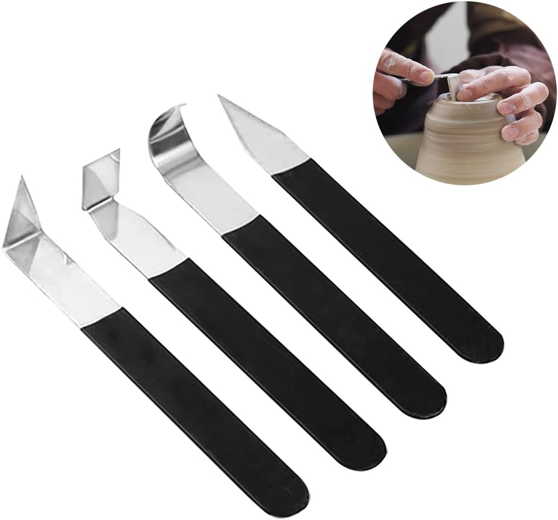 4Pcs Pottery Clay Sculpture Carving Tools Set, Trimming Knife Hand-Made Clay Art Craft Modelling Carving for Clay Pottery, Sculpture