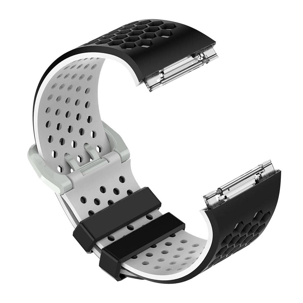 MHT Soft Silicone Strap Band Sport Bracelet For Ionic Smart Watch Black-White