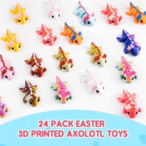 Easter Basket Stuffers: 24 Pack Prefilled Eggs with Axolotl Toys