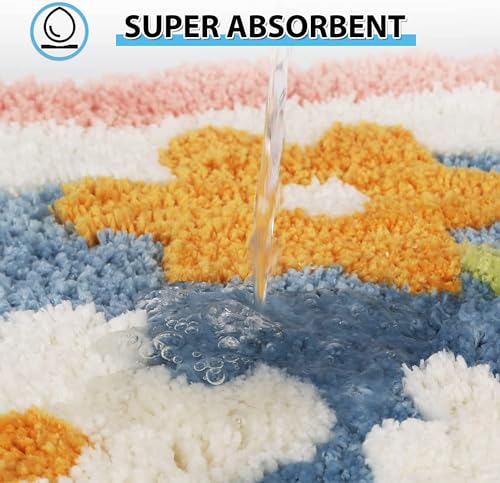 Image of Home Decor Multicolor Anti Skid Bath Mat for Bathroom, Anti Slip Bath mat, Non Slip Bath mat Door mat for Bathroom, Living Room Kitchen Bedroom (Flower Life Design)