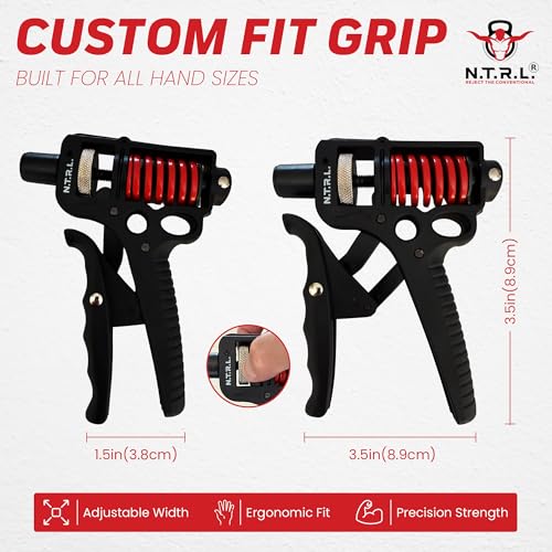 N.T.R.L.® Hand Grip Strengthener & Forearm Trainer – Grip Strength Tester & Hand Exerciser for Workout, Rehab, Climbing, Martial Arts, Guitar & More – Adjustable Resistance Grip Trainer - Image 6