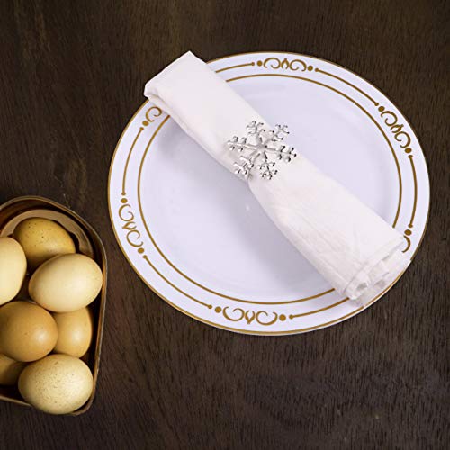 Valicclud 6 peças de anéis de guardanapo de flocos de neve de Natal, porta-guardanapos de liga domés