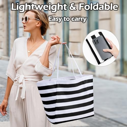 Image of KALIDI Beach Tote Bag Women Large Waterproof Sandproof Shoulder Handbag Packable Grocery Bag Hobo Purse for Picnic Vacation
