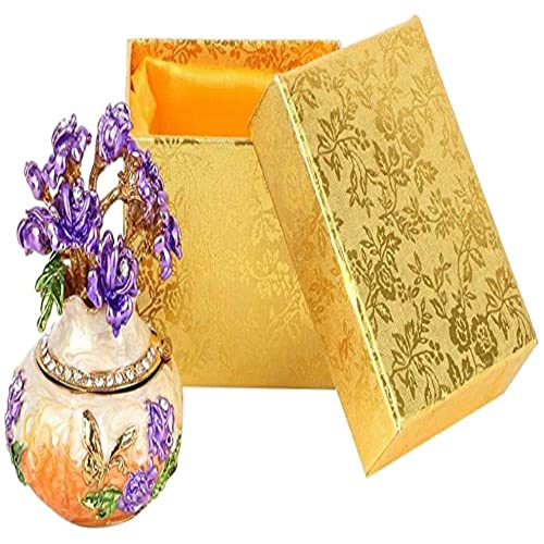 SHOUKAII Boîte à Bijoux émaillée Vintage fabriquée à la Main - Organisateur de Vase for bibelots et pièces décoratives - Boîte Cadeau en Alliage Parfaite for Elle