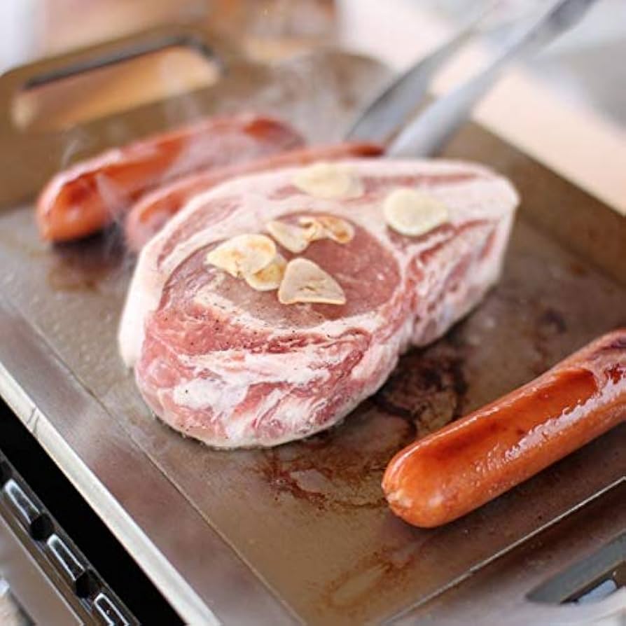 専用台付 なが～く使える 本格プロ仕様の鉄板 極厚９ミリmm ３辺フチ 持手付 新品 なが～く使える 本格プロ仕様の鉄板 極厚9ミリmm 鉄板 3