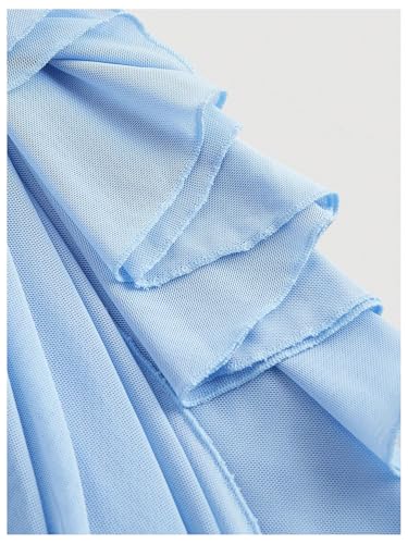 Women's Ruffle Cami Dress Spaghetti Strap Asymmetrical Hem Sleeveless Bodycon Y2k Midi Dresses4