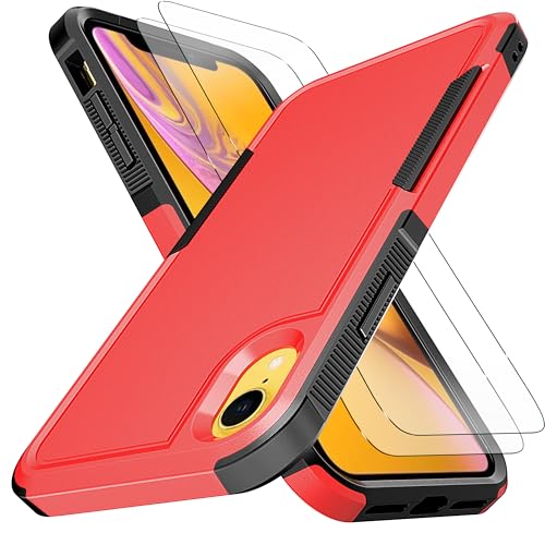 Coque iPhone XR antichoc rouge robuste de 6.1 pouces avec film écran TPE