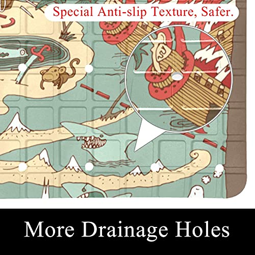 Tapis de bain antidérapant pour enfants style pirate avec trous de drainage efficaces - 3