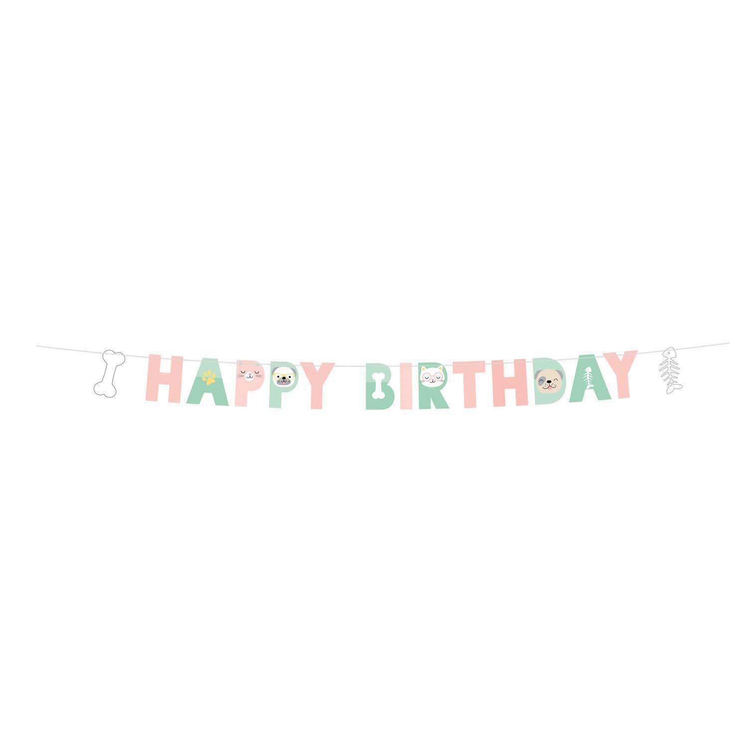 amscan 9906546 Hello Pets Party Chain 180 x 15 cm Paper Happy Birthday Birthday Garland Hanging Decoration