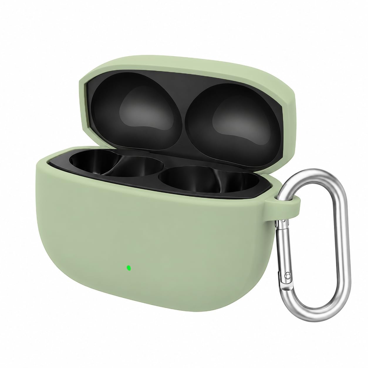 Silicone Case for OnePlus Nord Buds 4 Pro TWS Earbuds, Shockproof Cover with Heavy Duty Carabiner, LED Visible (Matcha Green)-image-13