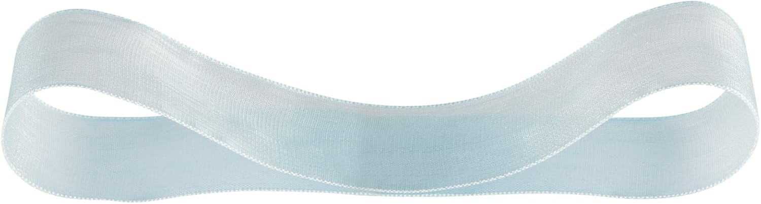 Ribbonitlux 25mm Sheer Organza Ribbon, Blue Mist Shimmer Chiffon Ribbon 45M-Roll - Image 3