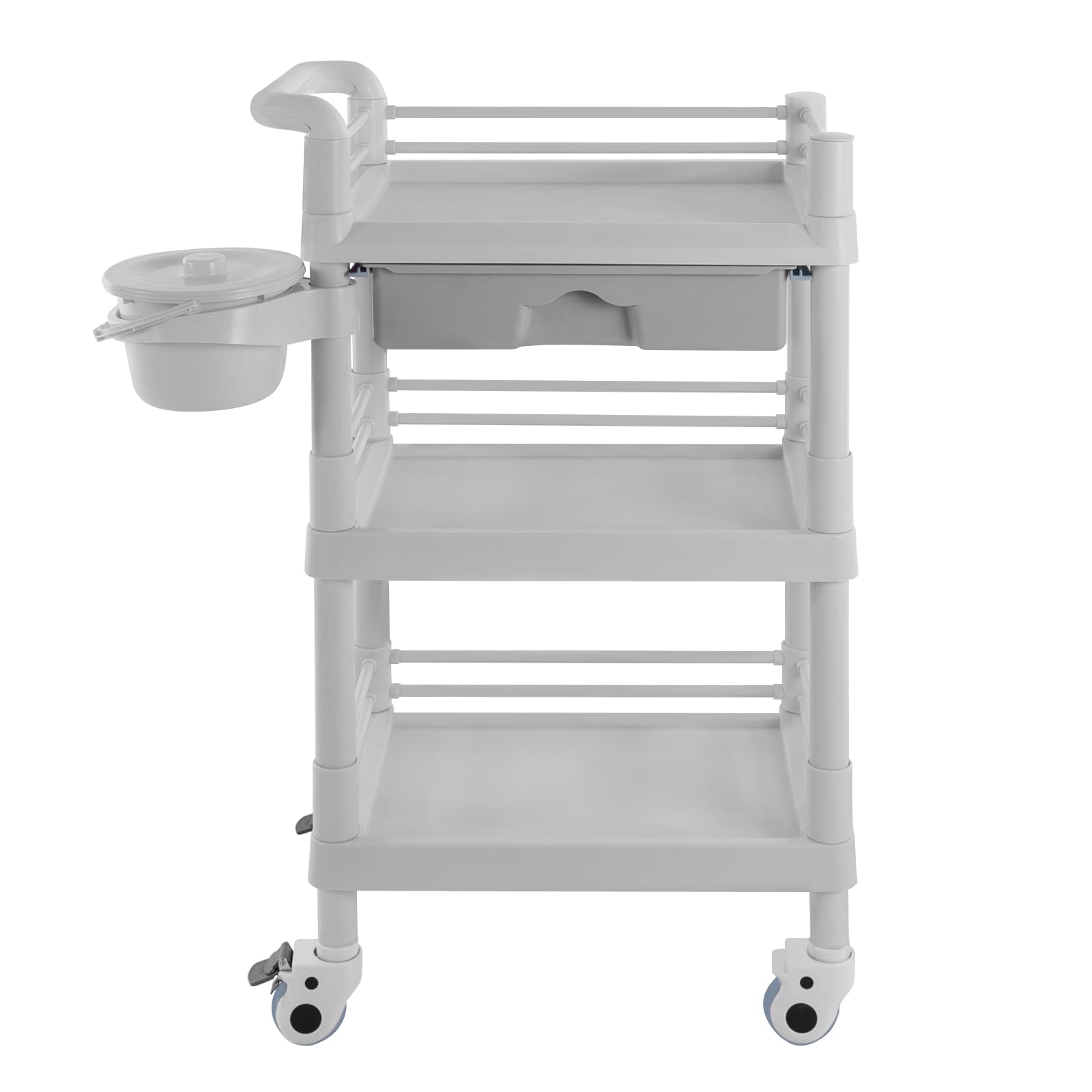 Salon Möbel Spa Beauty Trolley Rolling Cart - Carrito de belleza de 3 niveles, con cajón para salones de peluquería, salones de belleza, color gris
