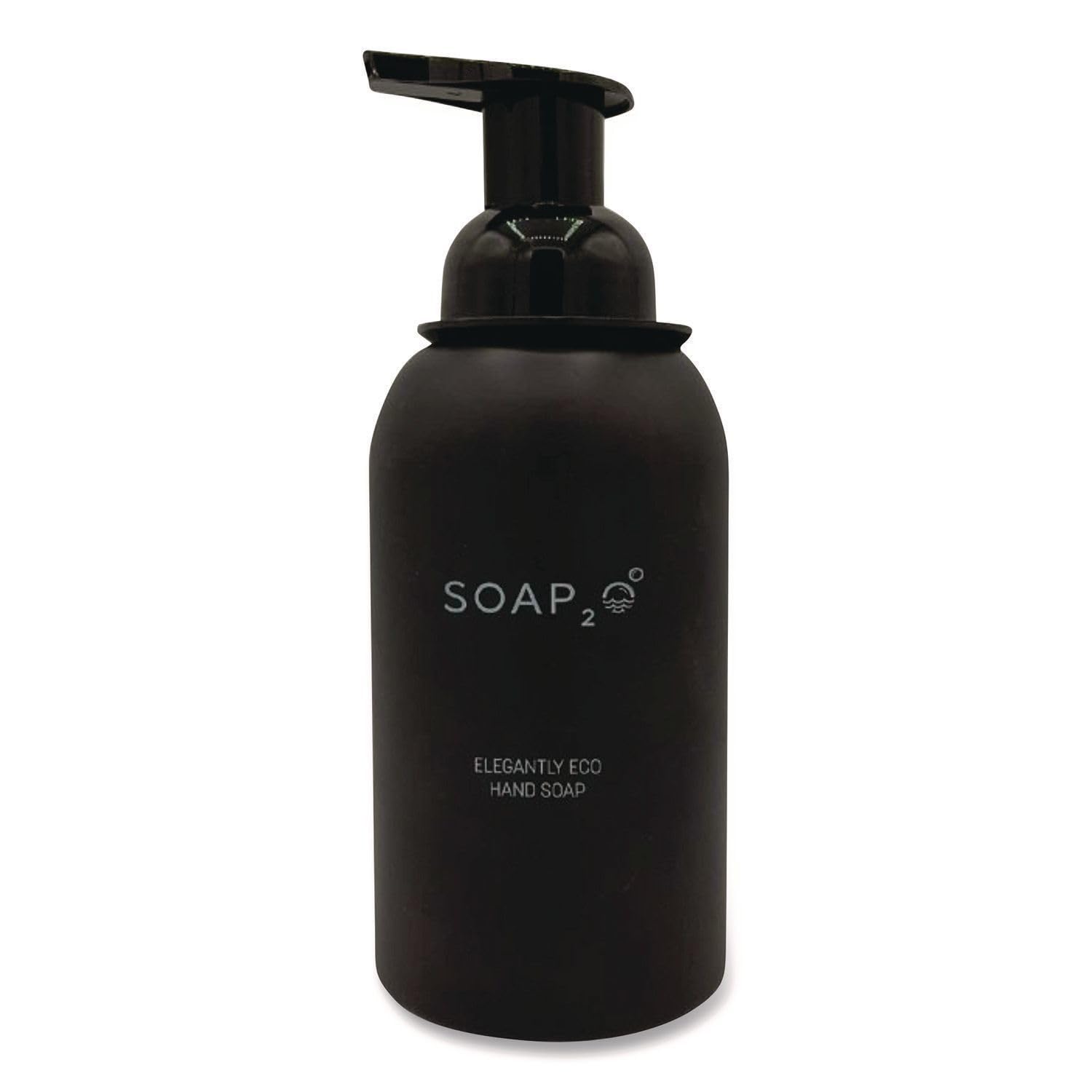 Soap₂o 12oz Elegantly Eco Hand Soap Bottle Midnight Black, Empty Reuseable Refillable Black Frosted Glass Bottle, Foaming Hand Soap Container,