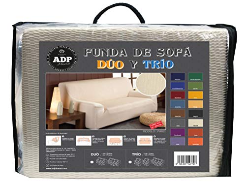 ADP Home - DÚO de Fundas/Protectores de Sofá de Alta Elasticidad: 1 Funda de 2 Plazas (de 120 a 190 cm) +1 Funda de 3 Plazas (de 180 a 240 cm), Marfil
