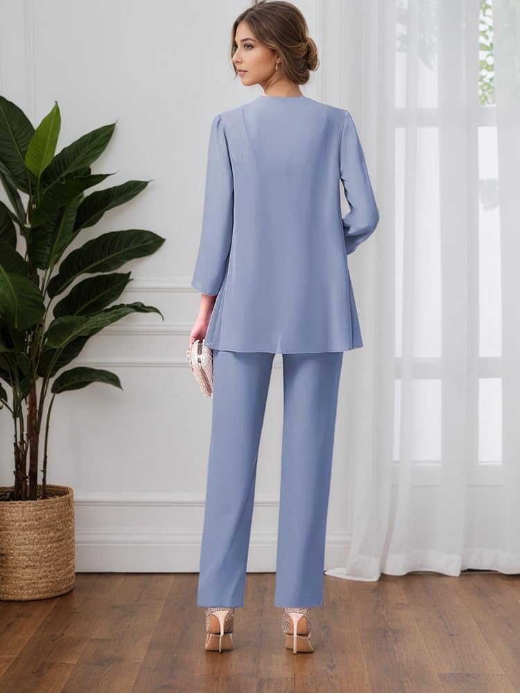 3 Pieces Chiffon Lace Mother of The Bride Pant Suits for Wedding Formal Grandmother Pantsuit Outfits with Jacket - Image 6