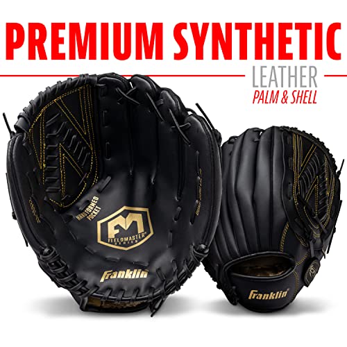 Image of Franklin Sports Baseball and Softball Glove - Field Master - Baseball and Softball Mitt - Adult and Youth Glove - Right Hand Throw - 13 inch - Black /Gold