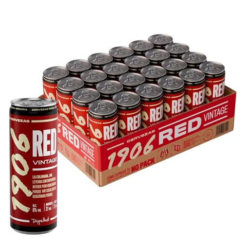 1906 Red Vintage - Cerveza Lager Extra, Pack de 24 Latas x 33 cl, Sabor Intenso y Equilibrado, Galardonada Internacionalmente, 8% Volumen de Alcohol