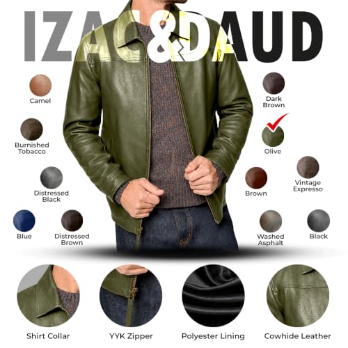 Image of Isaac & David Chicago Men's New Black /Brown Lambskin Leather Classic Open Bottom Jacket Motorcycle Vintage Racing Jacket
