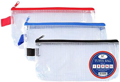 Assorted Pack Tuff Bag Zip Wallet Clear Plastic Wallets Zipped Pouch File Folder Water Resistant Reinforced Heavy Duty Mesh Bags (Assorted Pack Mini/DL/A6-1 Pack)