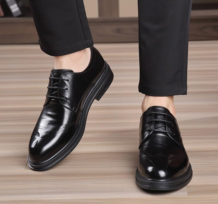 Men's Leather Oxfords Summer Lace Up Fashion Casual Classic Dress Shoes Pointed-Toe Business Loafers Shoes for Men2