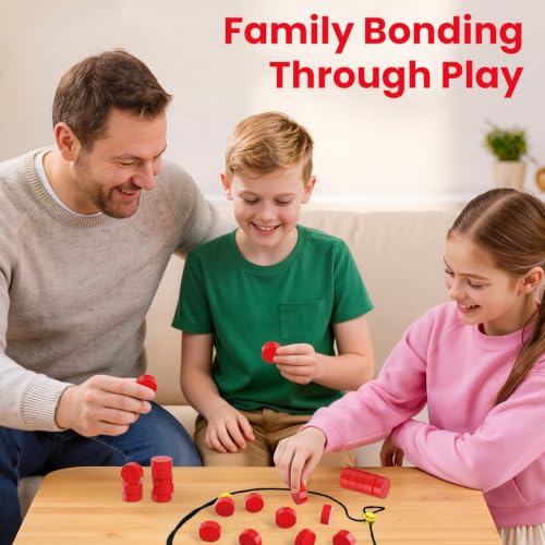 Image of LLESSOO Magnet Game with String, Fun Strategy Board Games for Kids 8-12 and Adults, Magnetic Game for Family Night, Party & Travel, Includes 20 Chess Pieces, Rope and Storage Bag