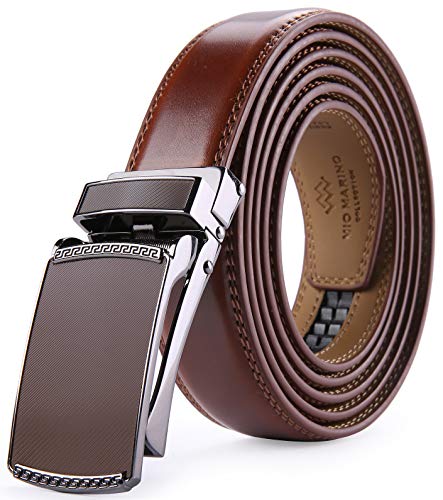 Image of Marino Avenue Ratchet Belt for Men. Adjustable Leather Dress Belt with 38 Easy to Click Into Place Ratchet Closures.