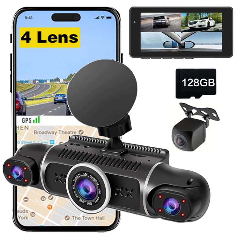 WDHOICAR 4 Cameras 1080P Dash Cam 4 Lens 3 Inch IPS Screen Car...