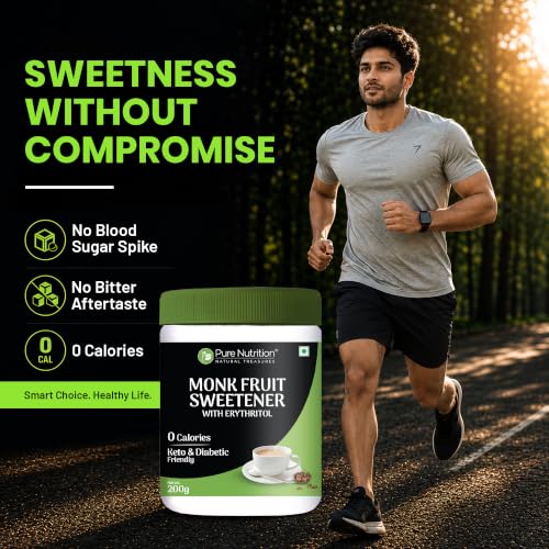 Image of Pure Nutrition Monk Fruit Powder with Erythritol 200g | MonkFruit Powder Complex I Sugar Replacer I MonkFruit Sugar Extract For Cooking & Baking | Keto & Diabetic Friendly | Natural Sugar Alternative for Baking & Drinks
