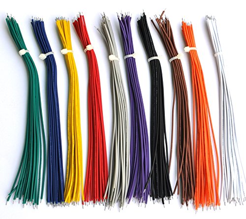 ELECTRONICS-SALON 10 colores UL-1007 26 AWG cables Kit, 200pcs, 150 mm (6 pulg.).